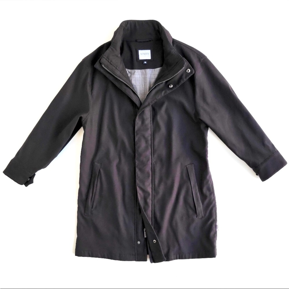 Armani Collezioni Parka Jacket Coat in Black w Hidden Hood
